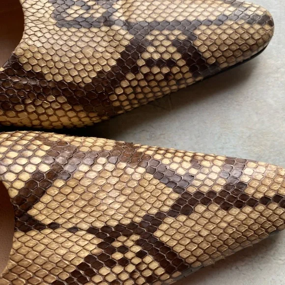 Bally Women's Tan and Brown Snakeskin Mules Vintage - Picture 5 of 7